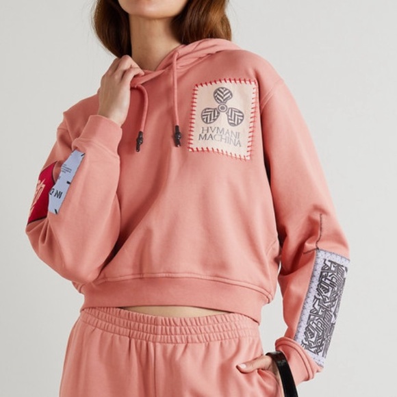 MCQ Alexander McQueen In Dust appliquéd cotton-jersey hoodie - Picture 6 of 17